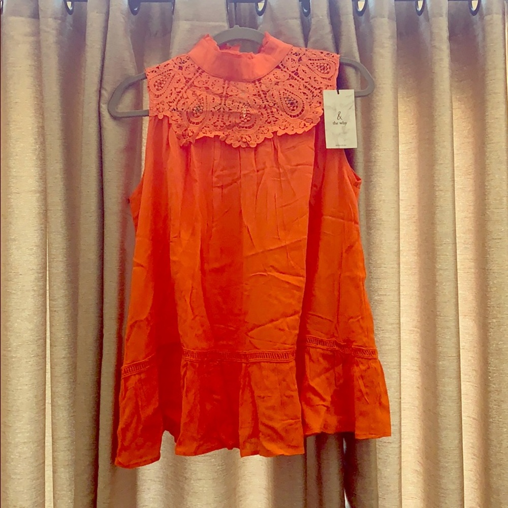 & The Why lace trim sleeveless tunic top NWT